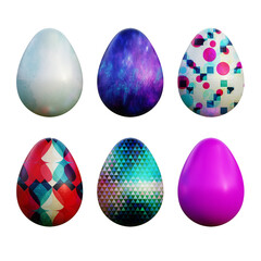 Realistic 3d easter eggs in seamless geometric vector patterns