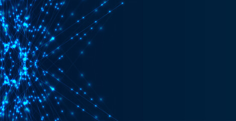 Fototapeta premium Abstract technology background with lines and glowing dots