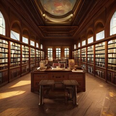 Old books in the empty Library