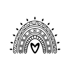  Minimalist mandala coloring rainbow in black