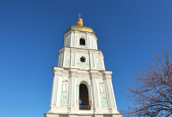 Fototapeta na wymiar Belfry of St. Sophia Cathedral in Kiev, Ukraine 
