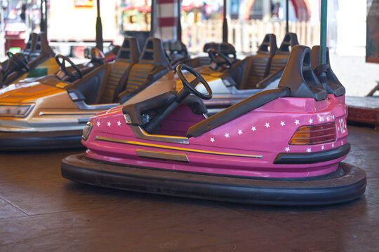 Bumper cars at a traveling carnival