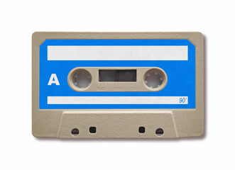Vintage audio cassette on a white background