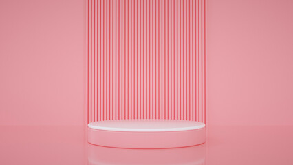 Pink podium in the room, product demonstration room, display background - 3D Illustration