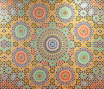 Moroccan geometric pattern in mosaic