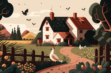 Illustration about a charming countryside