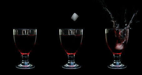 Ice cube splashing in a glass