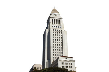 Los Angeles City Hall government building with cut out sky. - obrazy, fototapety, plakaty