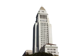 Deurstickers Los Angeles City Hall government building with cut out sky. © trekandphoto