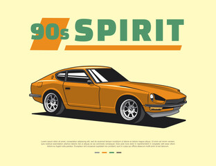 Eye-catching t-shirts featuring 90s car vector illustration graphic design