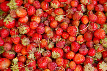 Stack of strawberries on a market stall