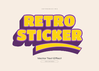 Retro Sticker Text Style with 3D Effect. Editable 80s Text Effect can be used for T-shirt or Sticker Design