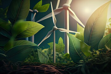 Green energy and sustainable industry background, generative AI