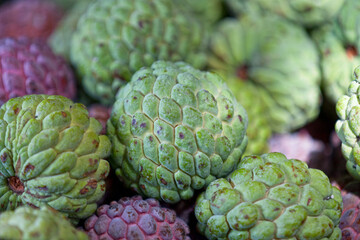 Stack of Sugar apples on a market stall