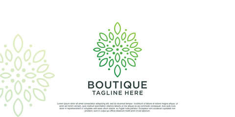 Boutique logo design unique concept Premium Vector