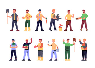 Bundle of many career character sets, 12 poses of various professions, lifestyles