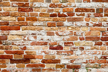 Weathered red brick wall background