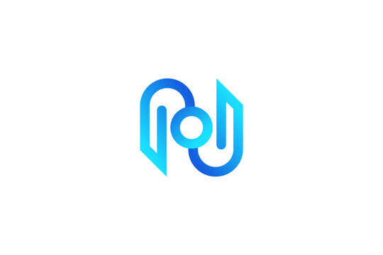 Modern Letter N Logo with Connected Concept in Blue Gradient Style