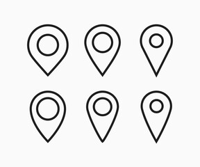 Location icon set. Map, pin, place marker. Location pointer icon symbol. Pin icon. Navigation sign