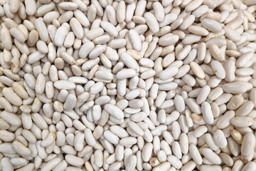 Stack of Navy beans on a market stall