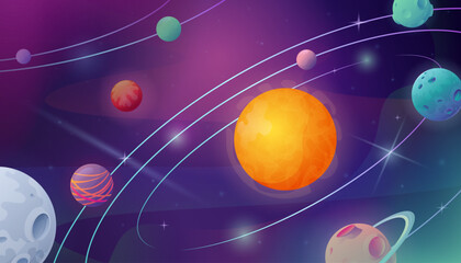 Cartoon Space Planets Composition © Macrovector