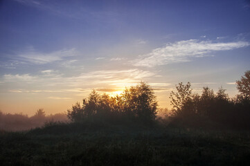Fototapeta na wymiar Meadow and river Goryn are located in Ukraine, Rivne region.