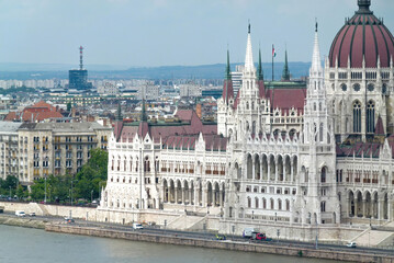 Fototapeta premium Panoramic view on the Parliament House in Budapest.