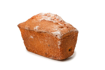 A cupcake with raisins isoalted on a white background.