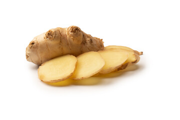 Ginger root isolated on white background.