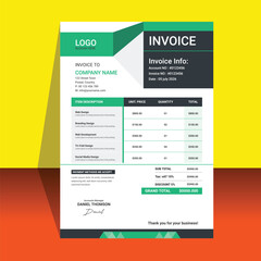 Green color invoice vector template design.