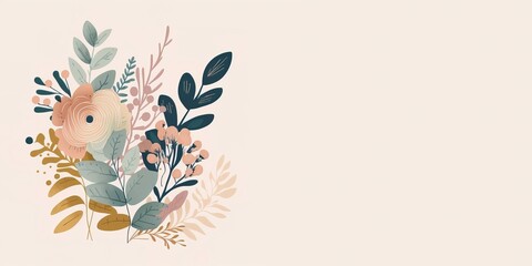 A flowers illustrations with copy space and pastel or soft colors