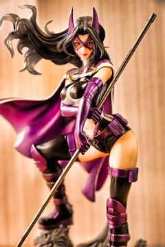 Las Vegas,NV - Feb 5, 2023 : Display of DC COMICS HUNTRESS from Birds of Prey (and the Fantabulous Emancipation of One Harley Quinn). Figure. Figure is from the Bishoujo collection.