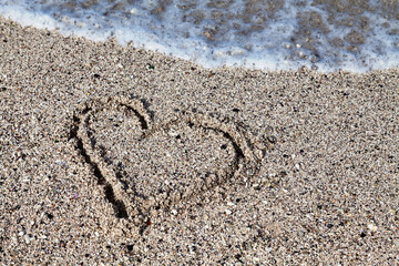 Heart drawn in the sand