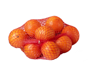 Food delivery. Tangerine net isolated on a transparent background