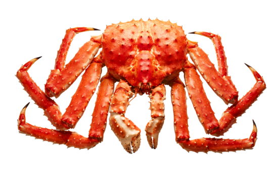 Large red kamchatsky king crab isolated on a transparent background