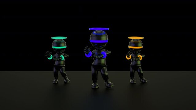 Colorful Bubble Dancers Loop 3D Animation With Alpha Video