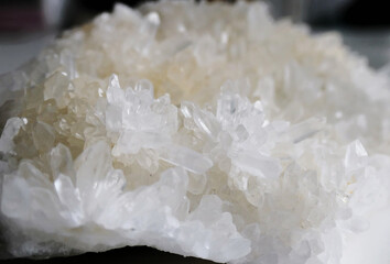 Cluster of natural clear quartz crystal called needle quartz 