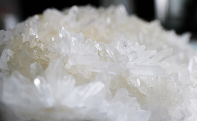 Cluster of natural clear quartz crystal called needle quartz 