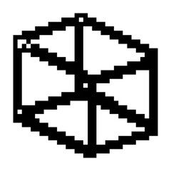 Cube icon black-white vector pixel art icon