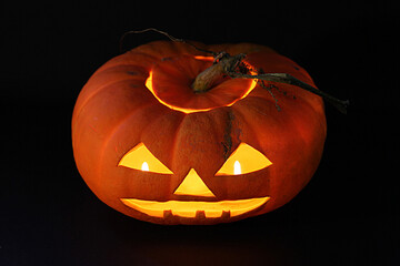 Jack O' Lantern lit in the dark