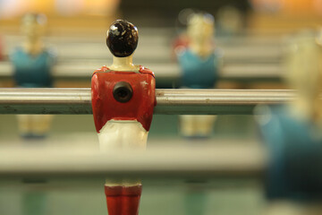 Close-up on the figures of a table football