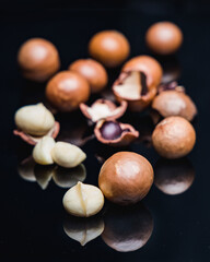 Obraz na płótnie Canvas Macadamia Nuts Reflected