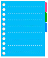 Obraz premium Sheet of Blank Lined on Blue Spiral Paper with Tabbed Binder Copy Space for Text Decorated. 