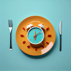 empty plate, diet concept, generated ai, plate with fork and knife, 
