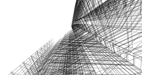 Abstract architecture 3d drawing