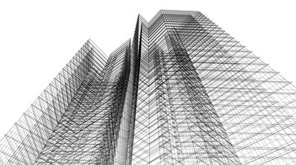 modern office buildings on white background 