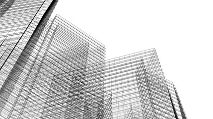 modern office buildings on white background 