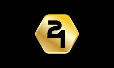 Number Gold Hexagon Elegant Business Logo