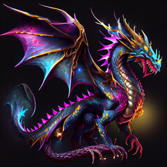 Colorful dragon in the dark