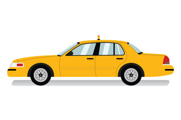 Taxi Car Illustration, Yellow Taxi Cab Flat Design